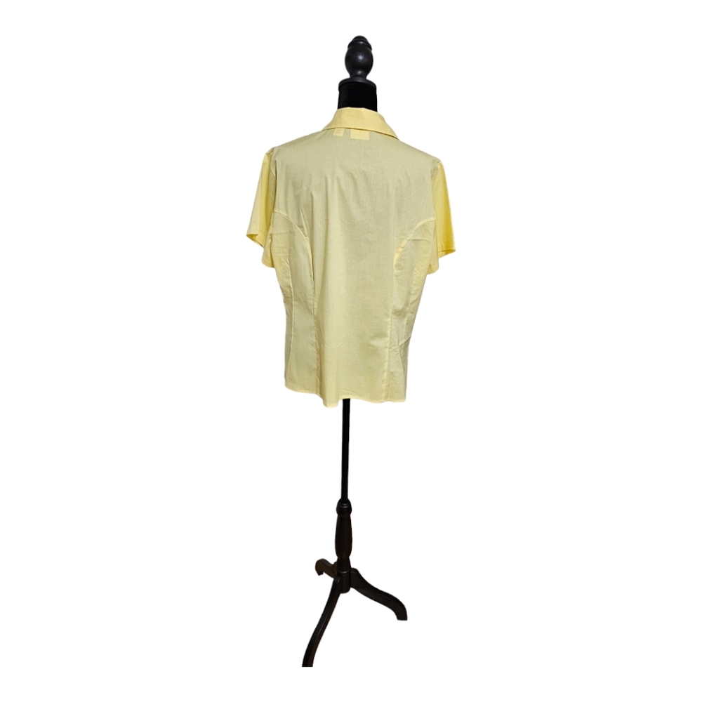 RIDERS by LEE Easy Care Slimming Women's Short Sleeve Button Down Top Yellow L - Picture 2 of 6